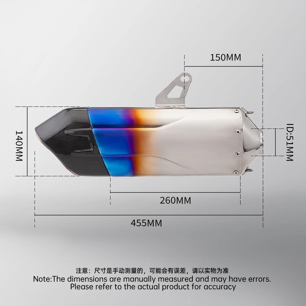 Universal 51mm Titanium Motorcycle Exhaust Muffler Is Suitable for MT07 MT09 Z900 Z400 Ninja400 Gsx250 Gsx750 Motorcycle Racing